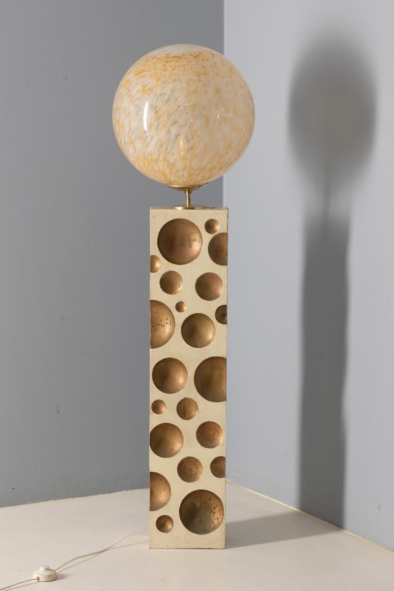 Floor Lamp With Marbled Glass Shade, 1960s–1970s, Europe photo 1643.0