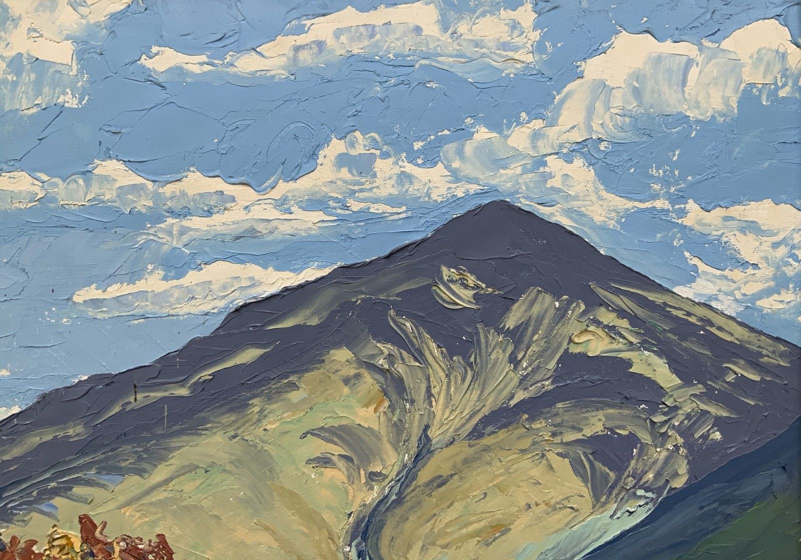 Art Scottish Impressionist Impasto Oil Painting Mountainous Landscape Mid Century photo