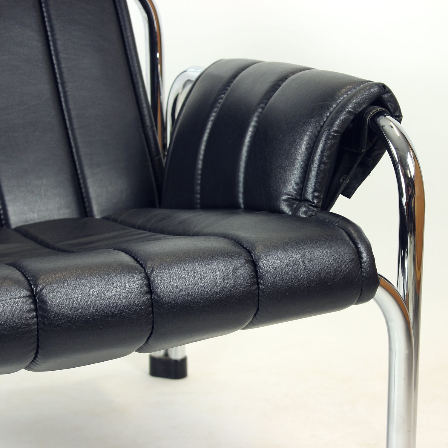 Furniture Lounge Chair By Viliam Chlebo In Chrome And Leatherette, Kodreta 1980s photo