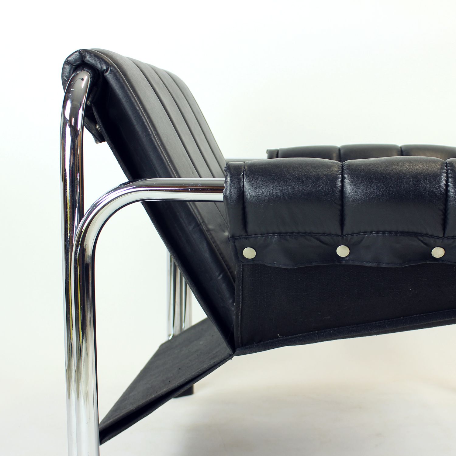 photo buy Lounge Chair By Viliam Chlebo In Chrome And Leatherette, Kodreta 1980s