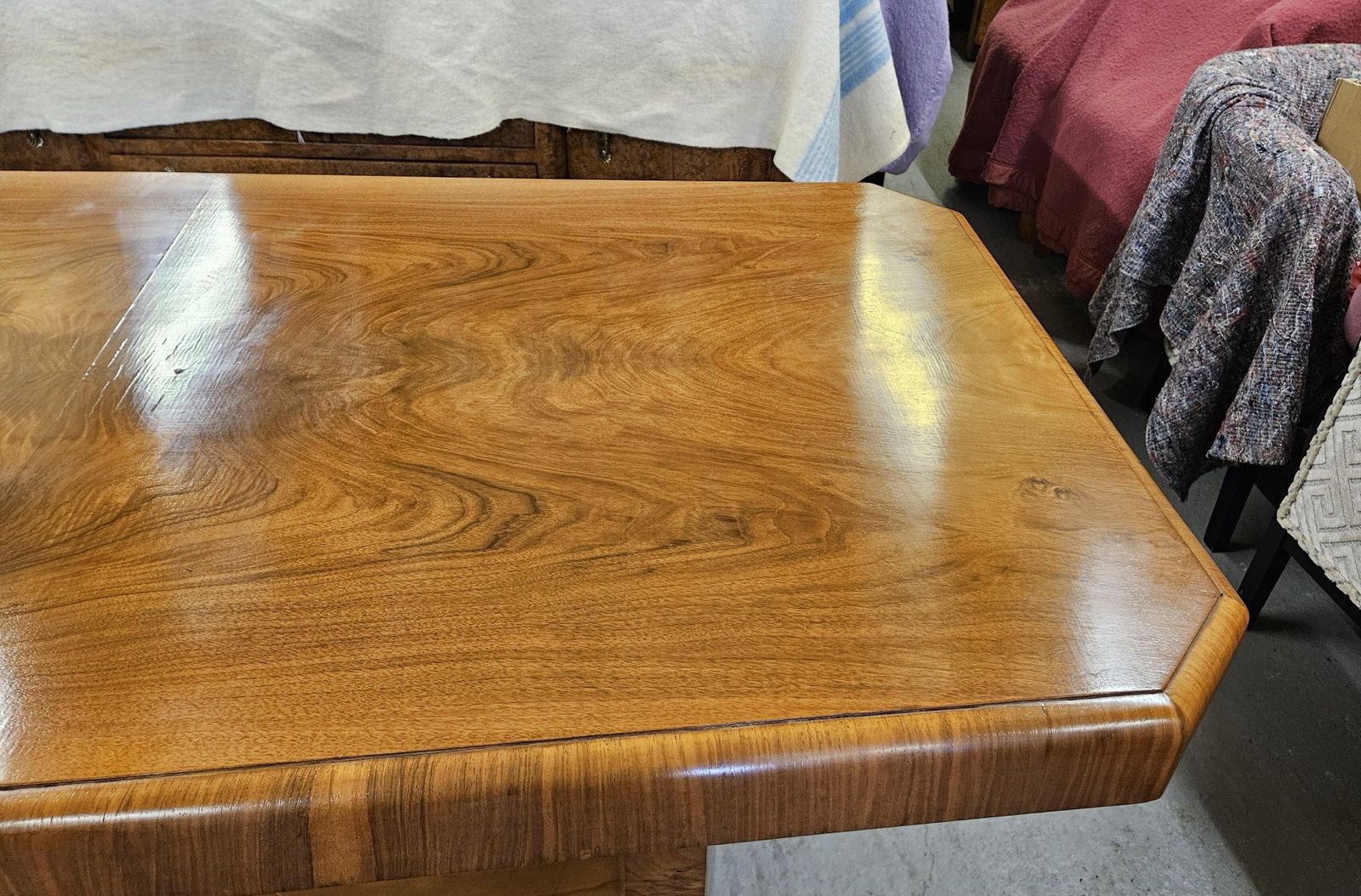 1650.0 Art Deco Walnut Pedestal Dining Table photo