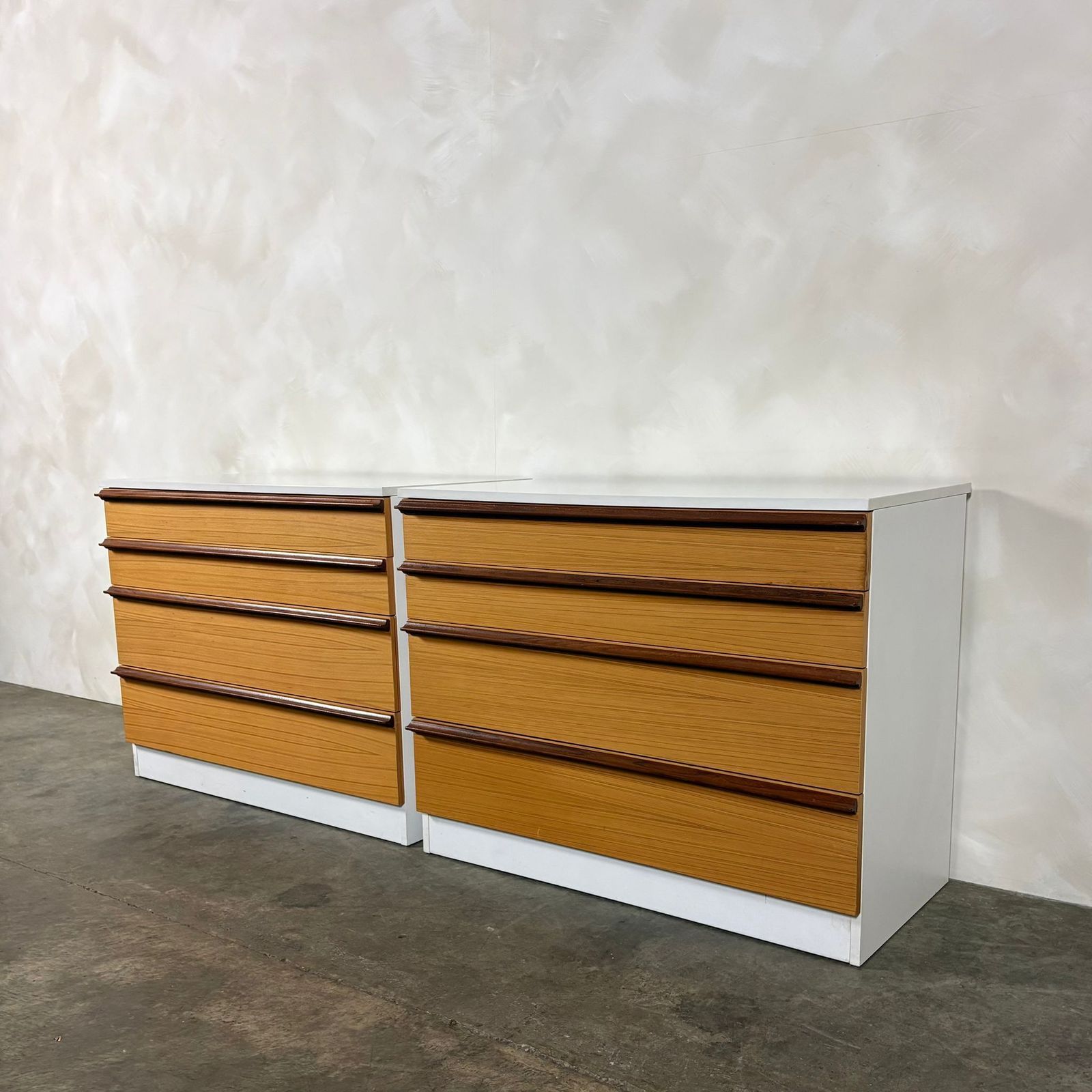 Chest Of Drawers White & Teak Mid Century Retro Mcm photo Furniture