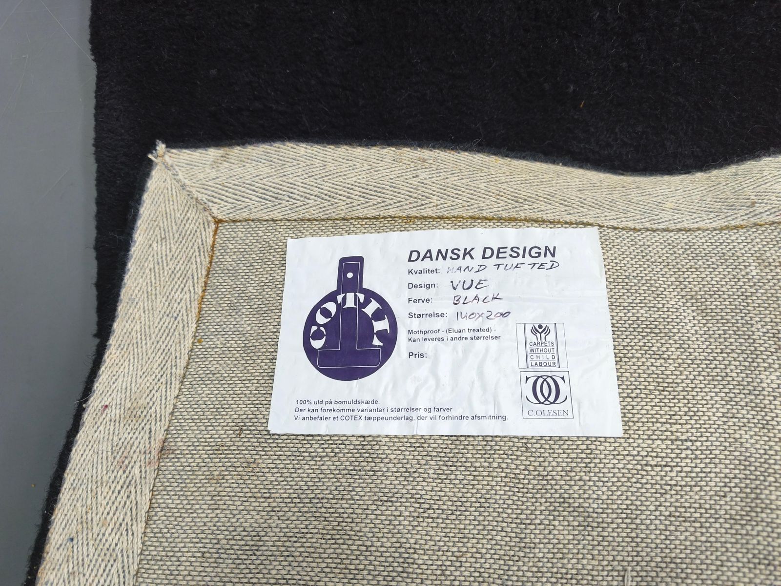 Danish Hand Tufted Wool Rug By C. Olesen, Graphic Design, 1990s photo buy