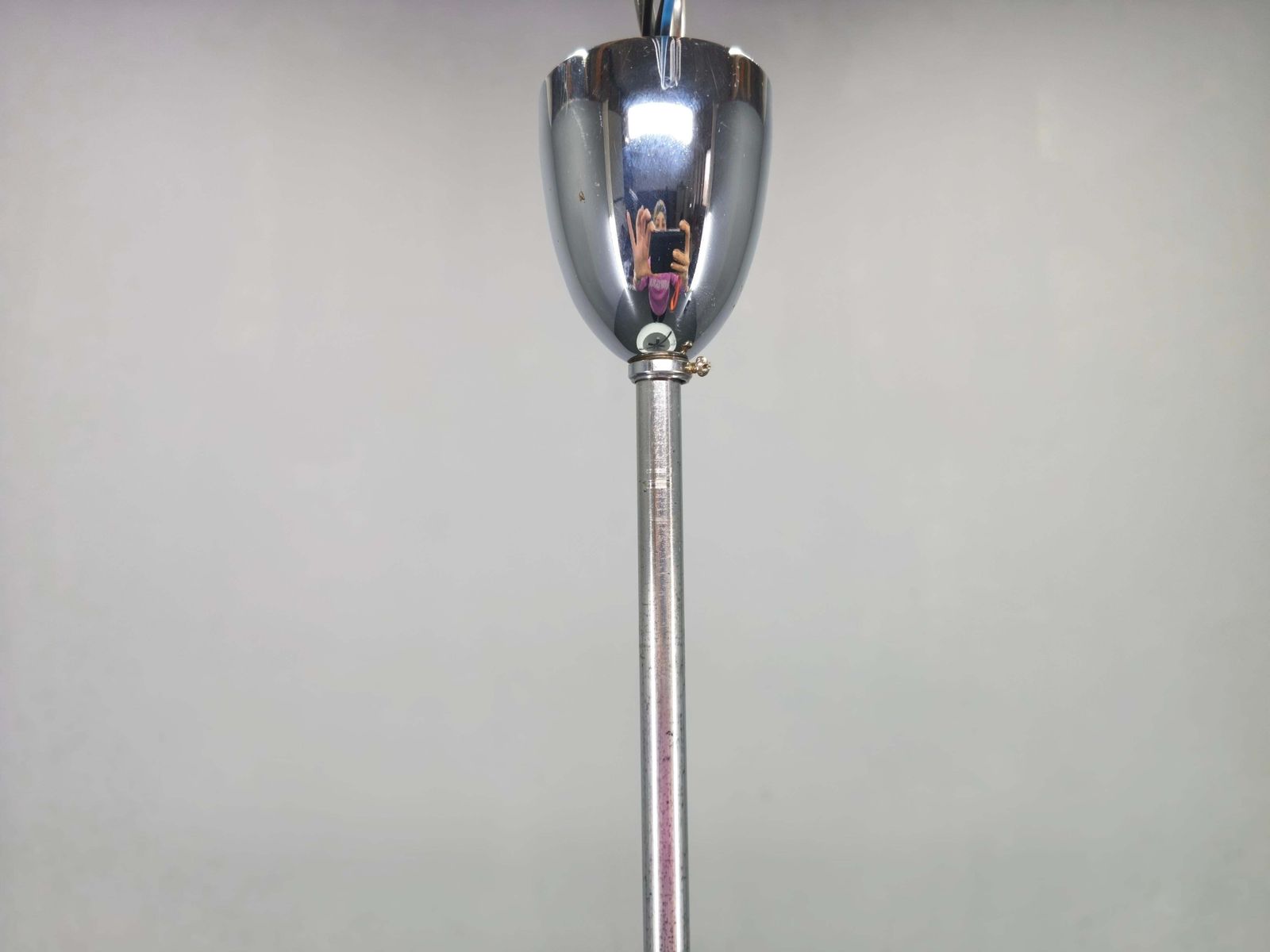 photo furniture Bauhaus Ufo Chandelier By Drupol, Chrome Glass Pendant, 1940s