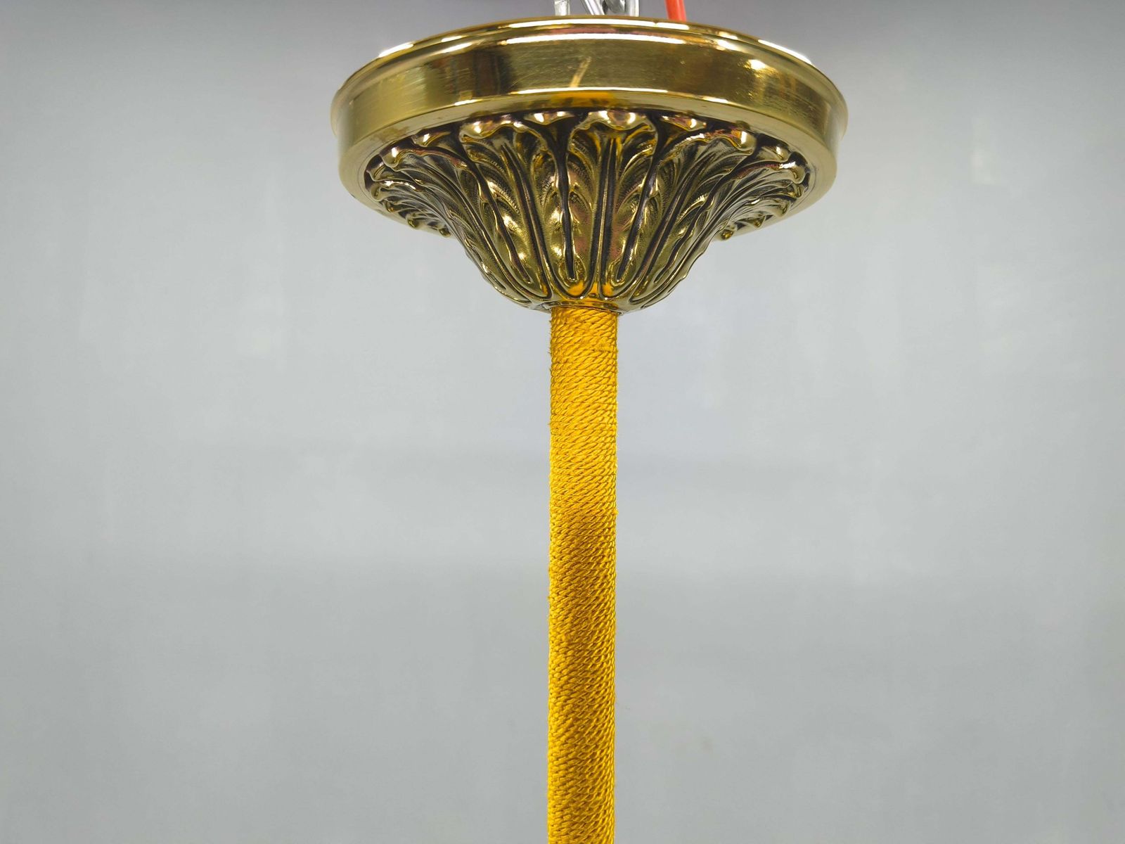Lighting Art Deco Brass Chandelier With Glass Shades, Czechoslovakia, 1930s photo