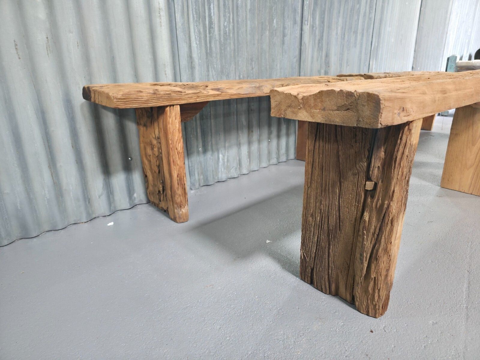 Vintage Rustic Reclaimed Chunky Solid Wooden Hardwood Stool Bench Seat 120cm photo 165.0
