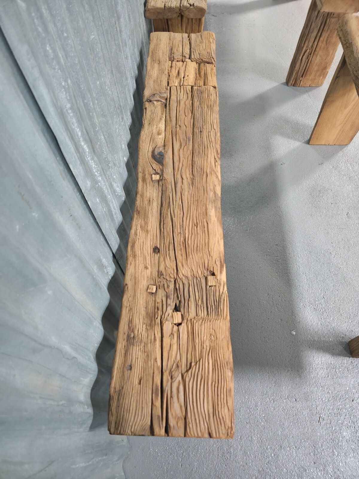 Vintage Rustic Reclaimed Chunky Solid Wooden Hardwood Stool Bench Seat 120cm photo buy