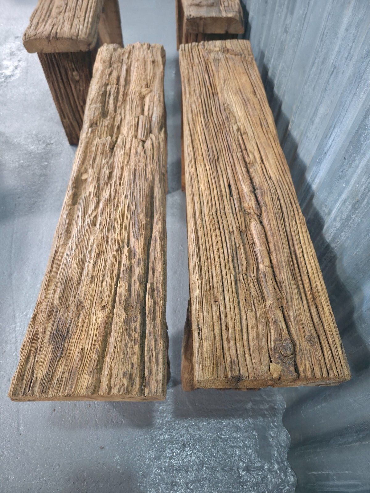 Vintage Rustic Reclaimed Chunky Solid Wooden Hardwood Stool Bench Seat 90cm photo vinterior