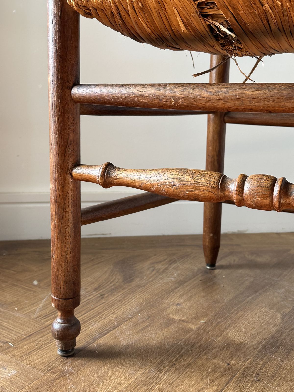 An Unusual Anglo Indian, Principally Teak Framed, Rush Seated Chair C.1900 photo Furniture