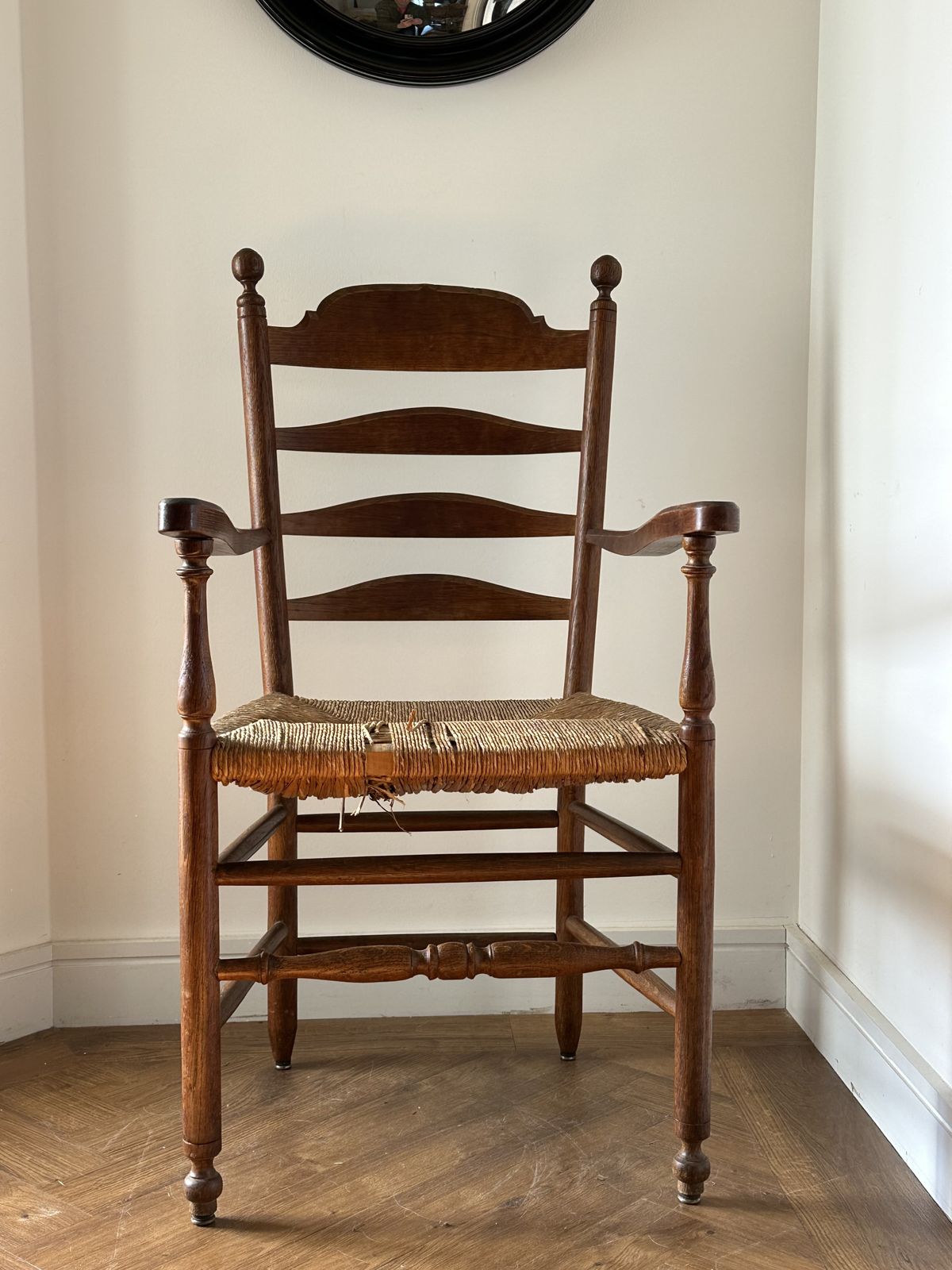 An Unusual Anglo Indian, Principally Teak Framed, Rush Seated Chair C.1900 photo 200.0