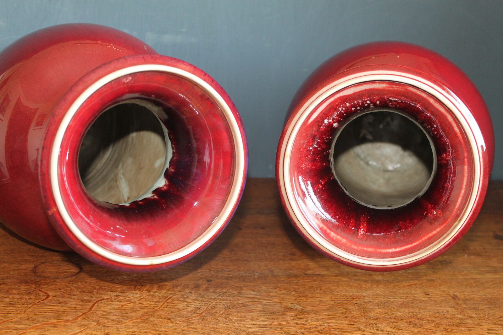Antique Chinese Early Qing Dynasty,18th C. Flambe "Sang De Boeuf" Vases (Pair) photo vinterior