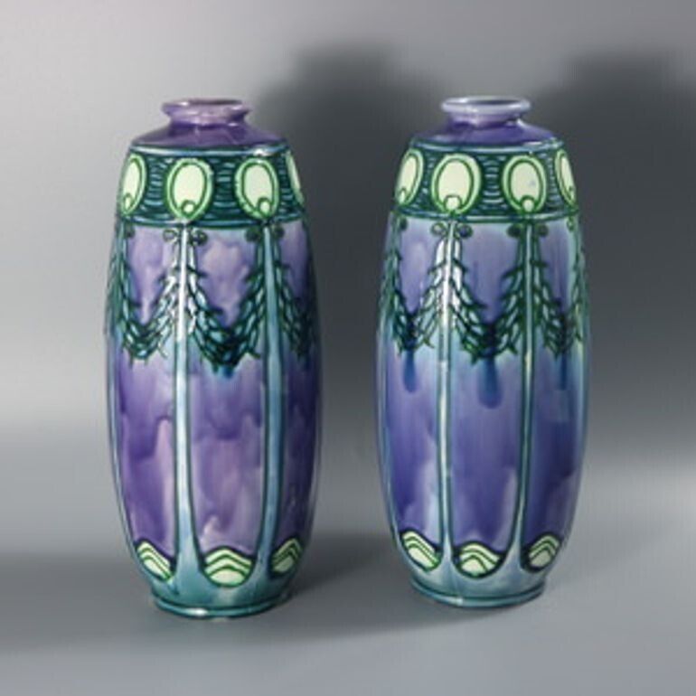 Home Decor Pair Of Minton Secessionist Purple No.1 Vases photo