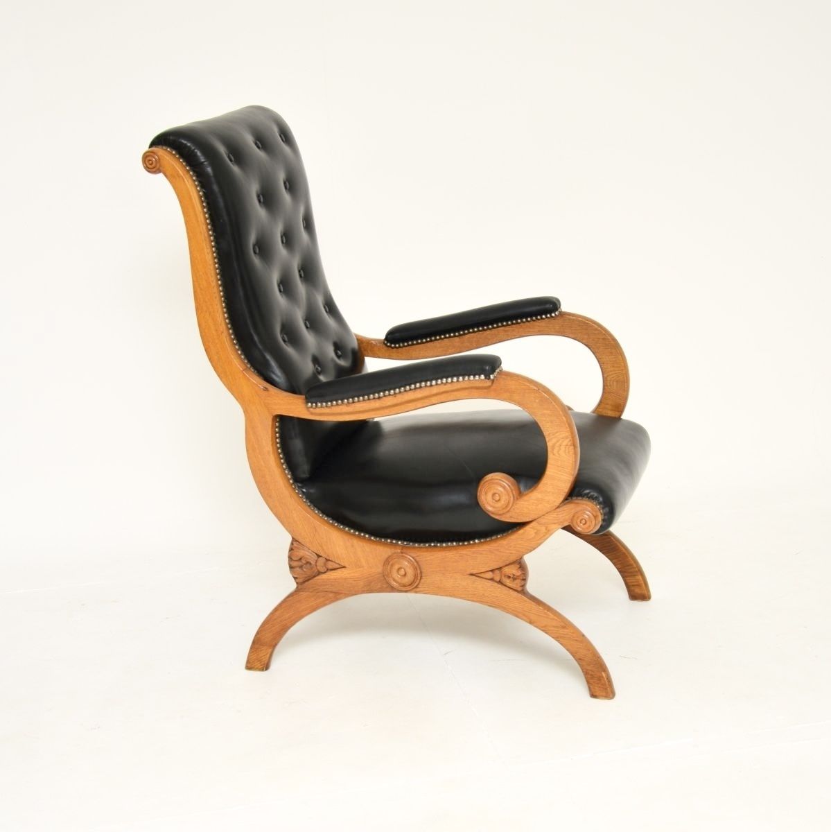 Antique Regency Period Leather Slipper Armchair photo Furniture