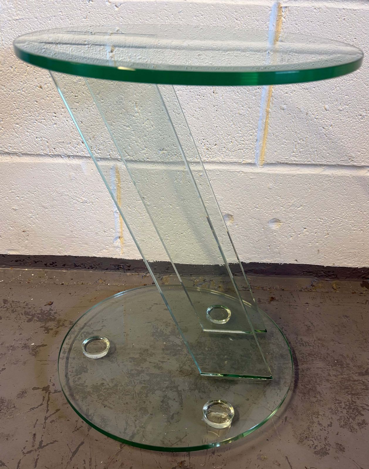 Vintage Italian 1980’s Tempered Glass Modern Side / Drinks Table Original Unique Furniture photo Furniture