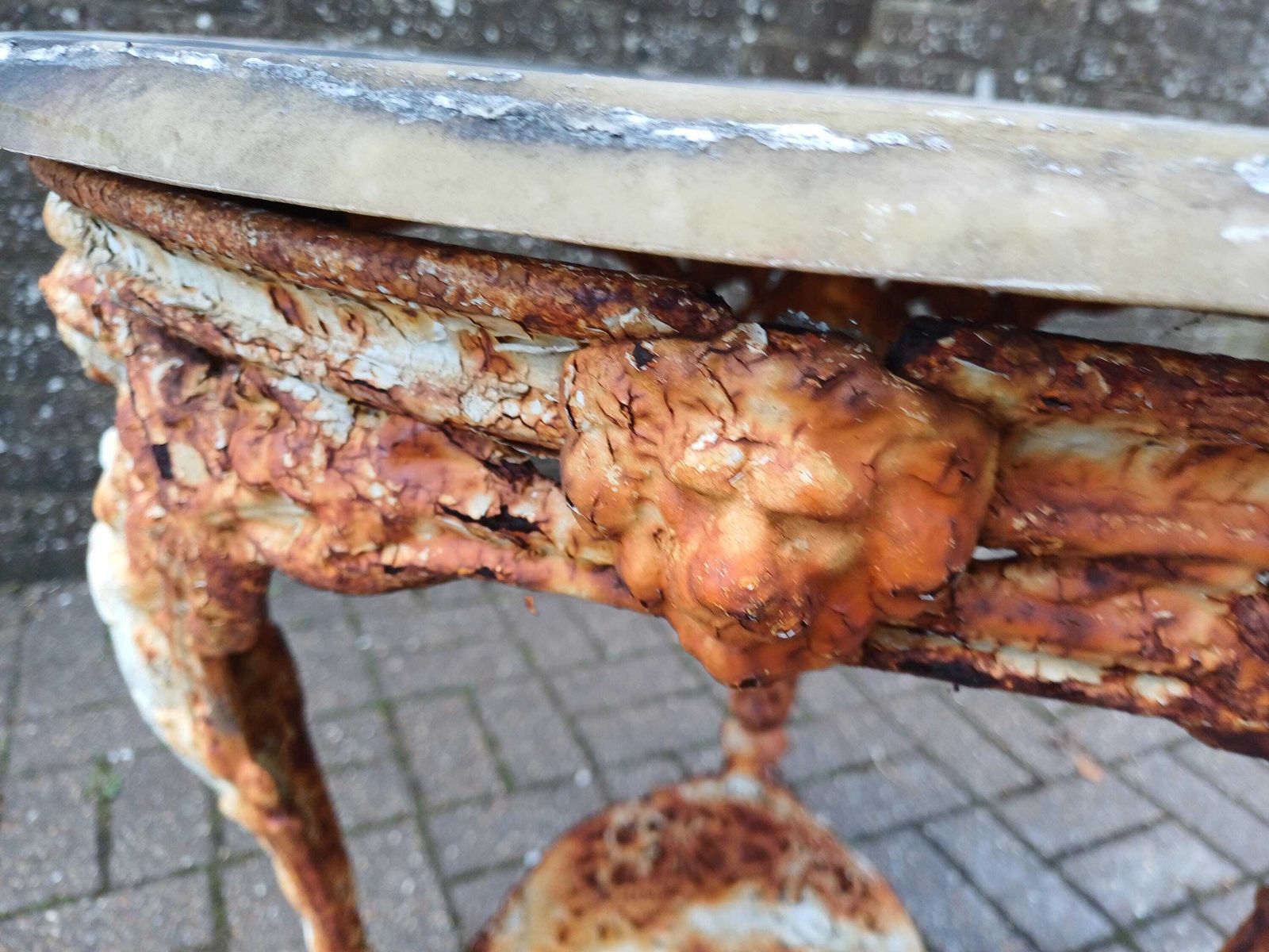Late Victorian Britannia Cast Iron Side Table   Antique Garden Table  Shabby Chic Rust Patina   English Outdoor Table photo 495.0