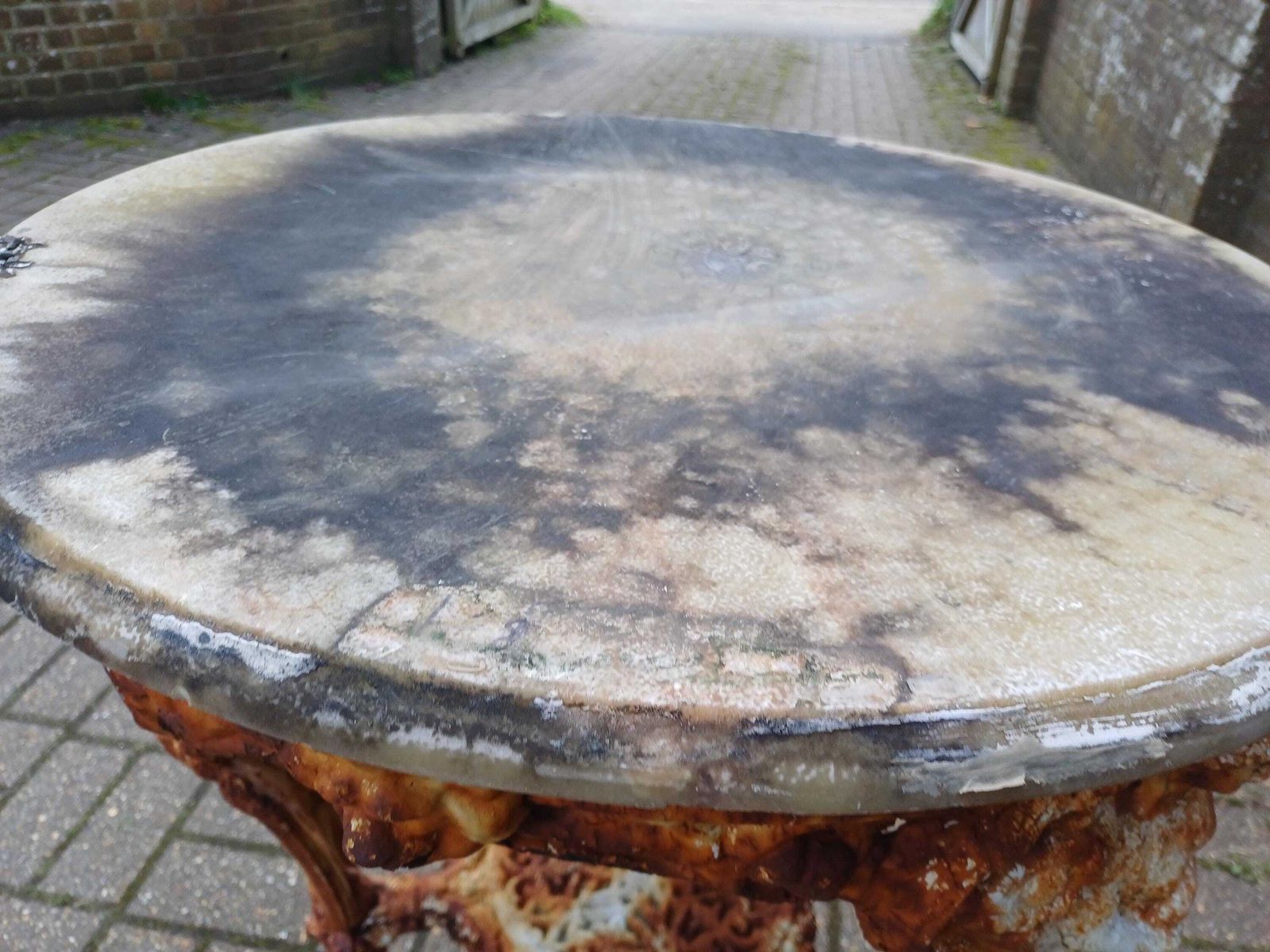 photo buy Late Victorian Britannia Cast Iron Side Table   Antique Garden Table  Shabby Chic Rust Patina   English Outdoor Table
