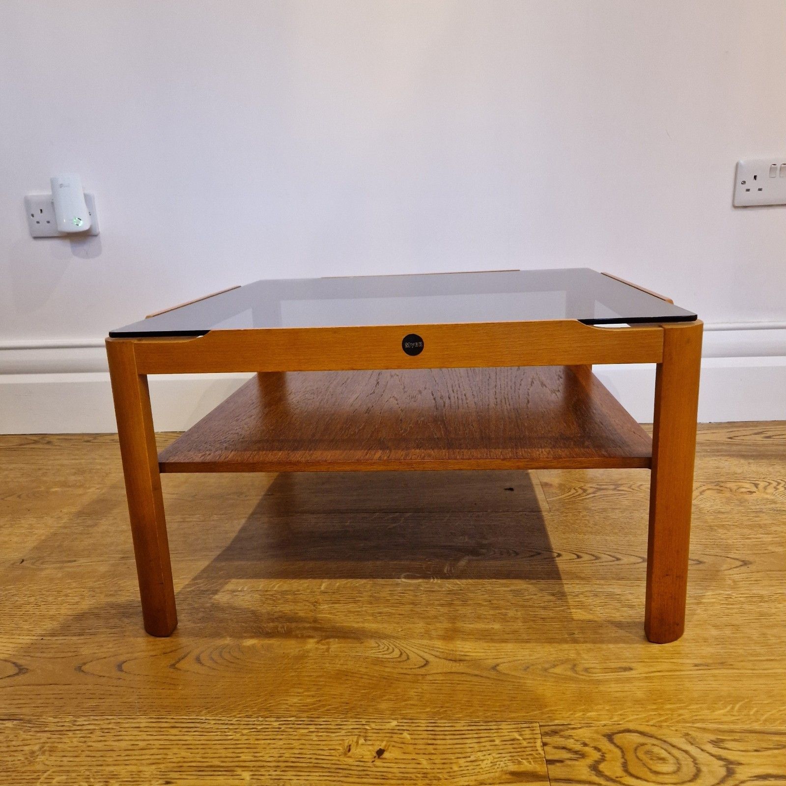 Myer Mid Century Modern Teak Coffee Table With Smoked Glass & Lower Shelf photo 260.0