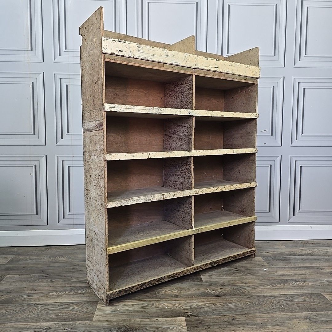 Vintage Industrial Shelving Unit Wooden Workshop Storage Shelves Pigeon Hole