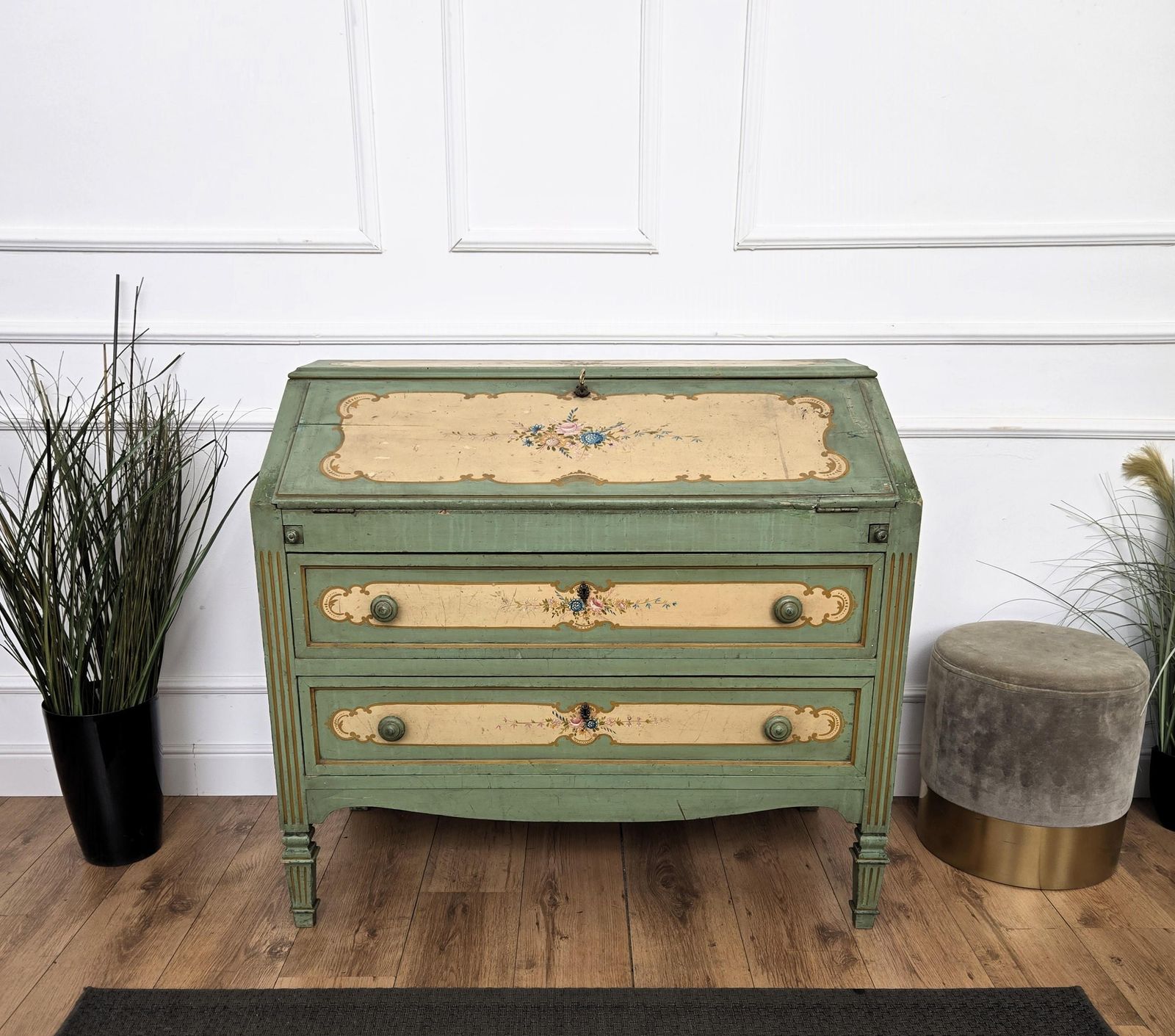 Antique Italian Tuscany Country Painted Wooden Commode Secretaire Desk photo buy