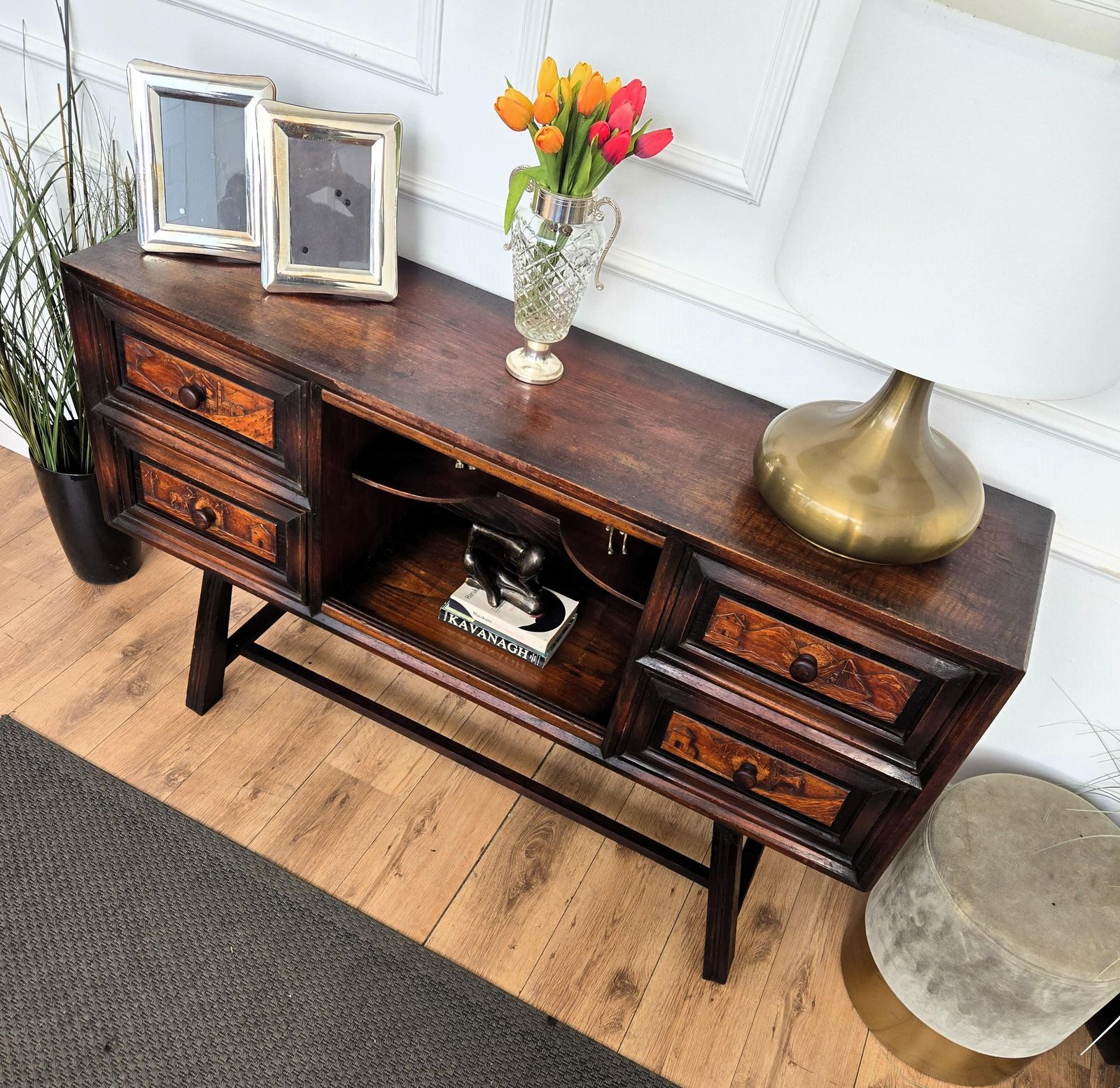 Italian Alpine Rustic Folk Art Chalet Carved Italian Sideboard Credenza photo buy