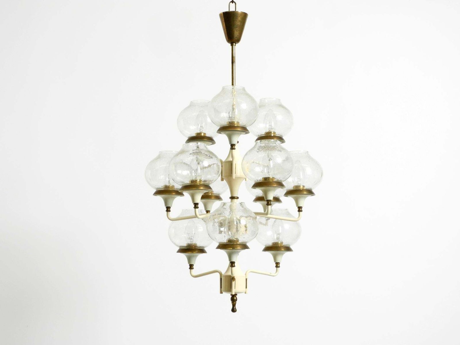 Beautiful Large 1960s Brass And Glass Tulip Ceiling Lamp By Hans Agne Jakobsson photo for sale