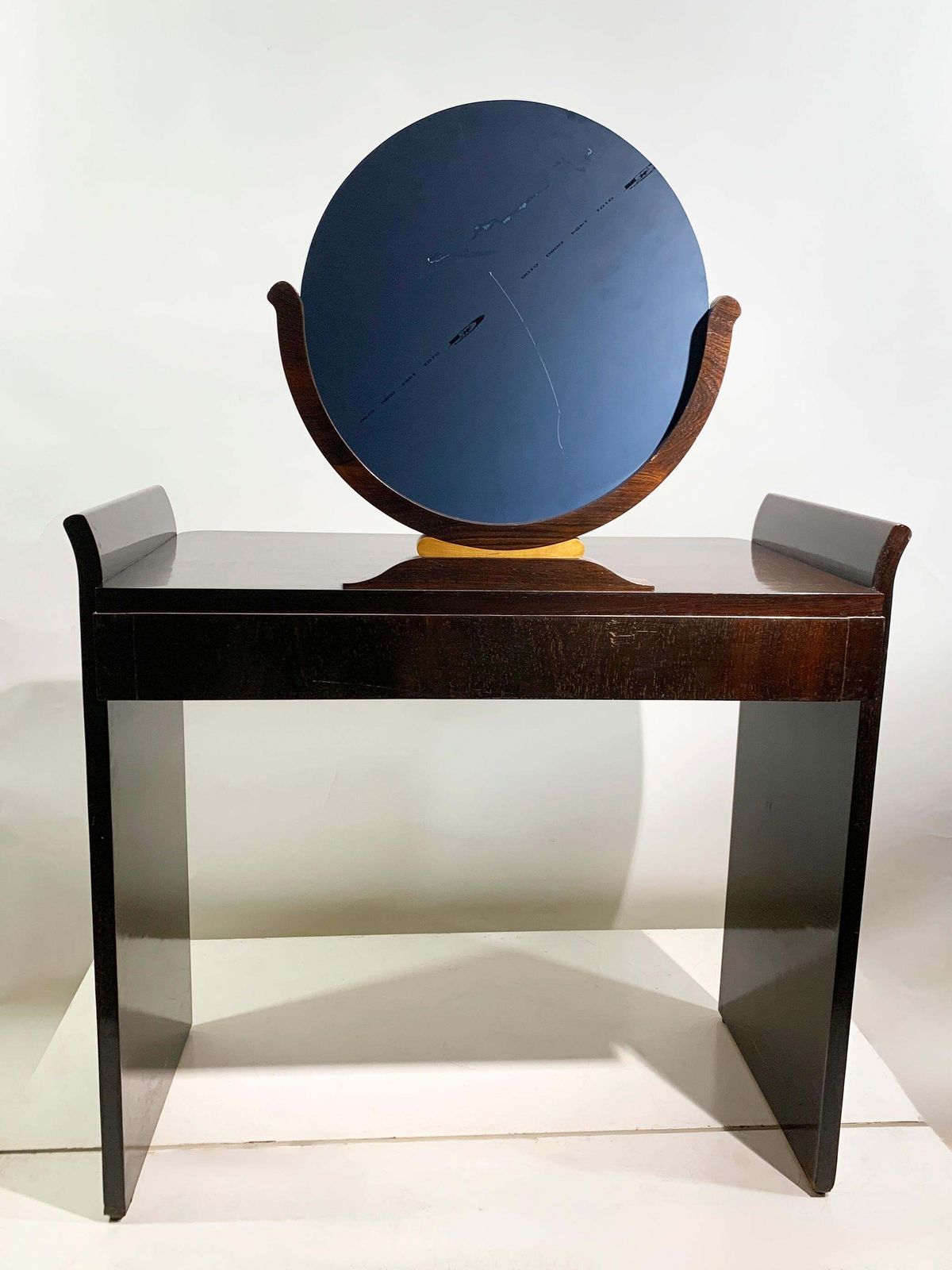 Art Deco Vanity/Dressing Table With Round Mirror, France, Circa 1930's photo 3115.0