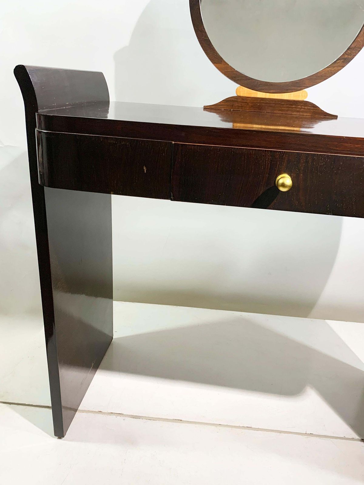 Art Deco Vanity/Dressing Table With Round Mirror, France, Circa 1930's photo buy