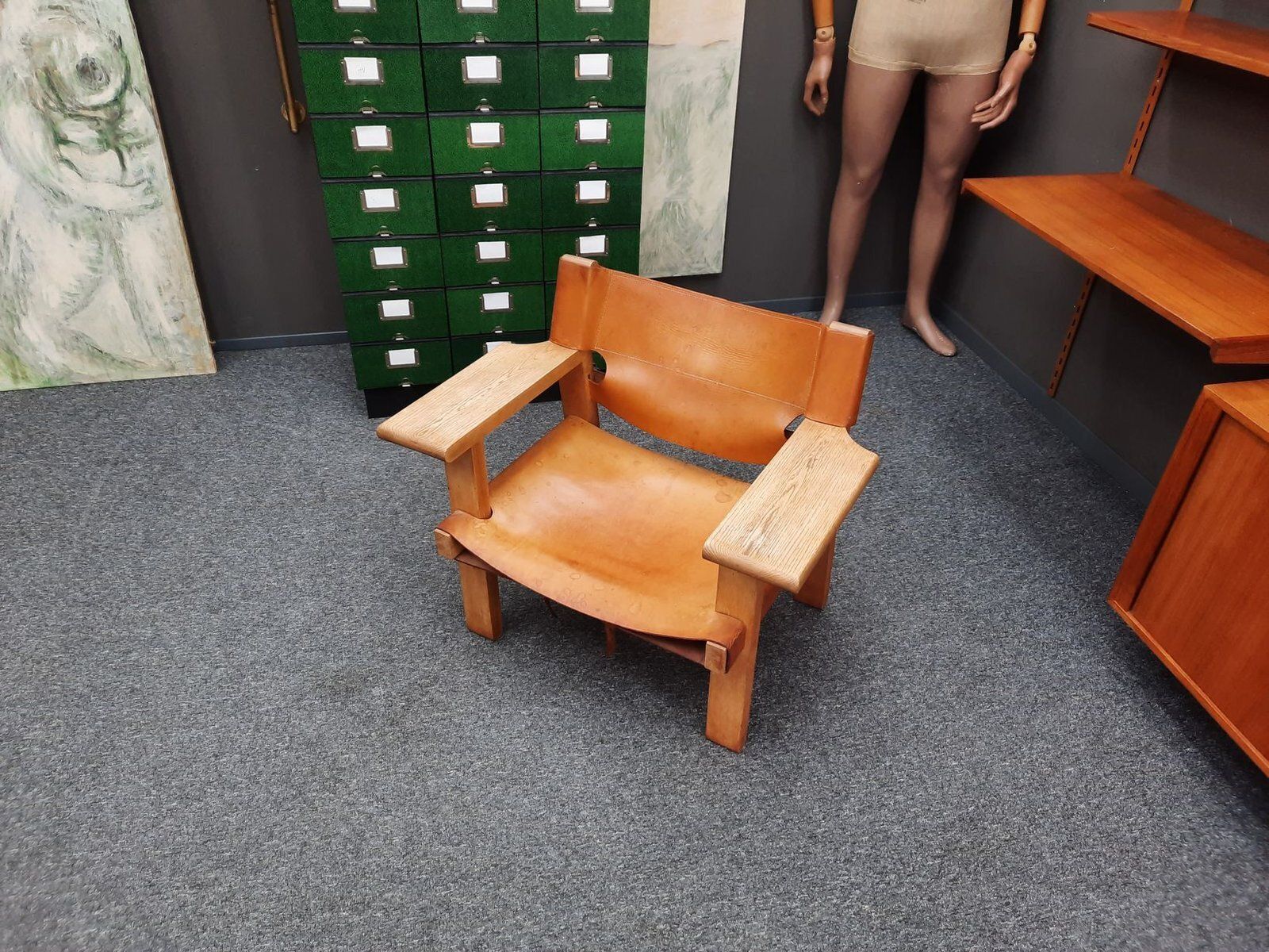 Vintage Armchair In Oak And Leather By Børge Mogensen, 1960s photo for sale