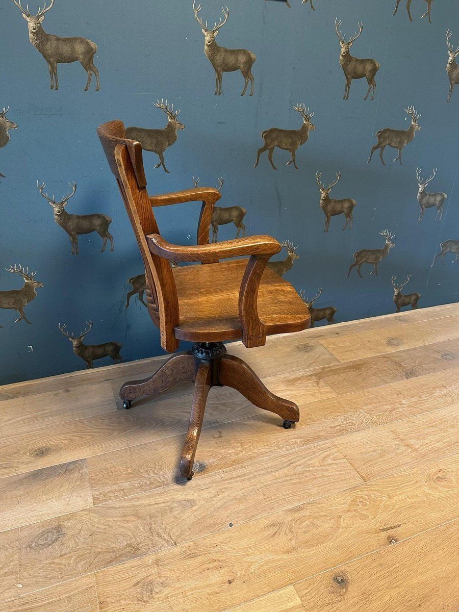 Antique Oak Office Chair, 1890s photo Furniture