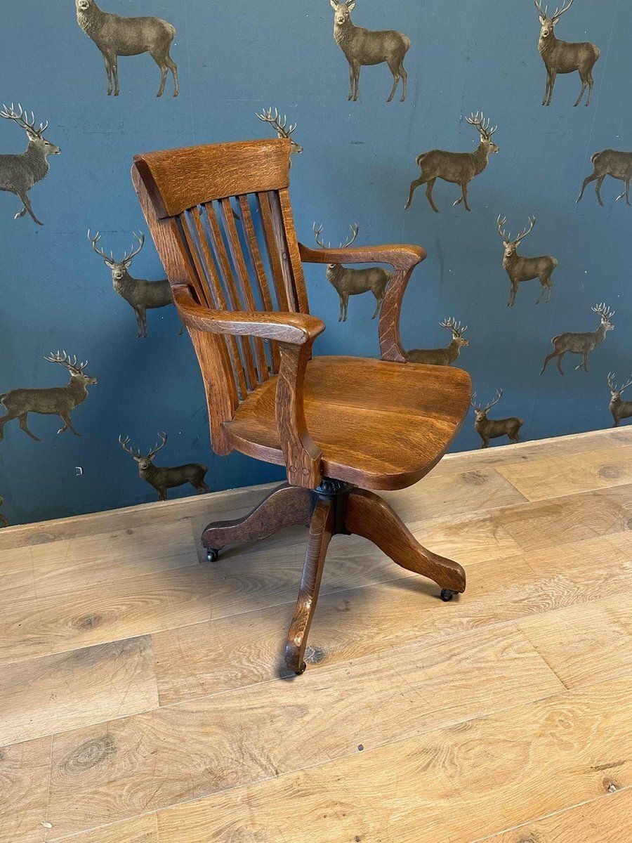 Antique Oak Office Chair, 1890s photo 591.0