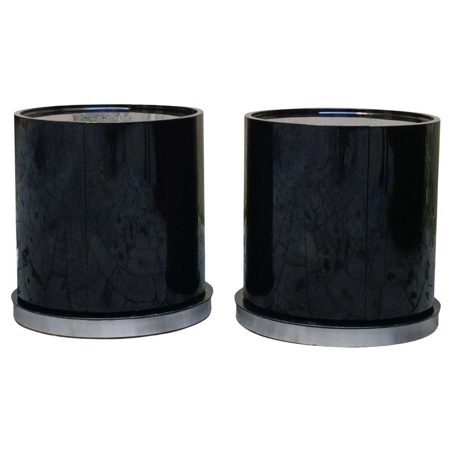 Willy Rizzo For Mario Sabot Pair Of Nightstands "Ghost," Italy 1970s