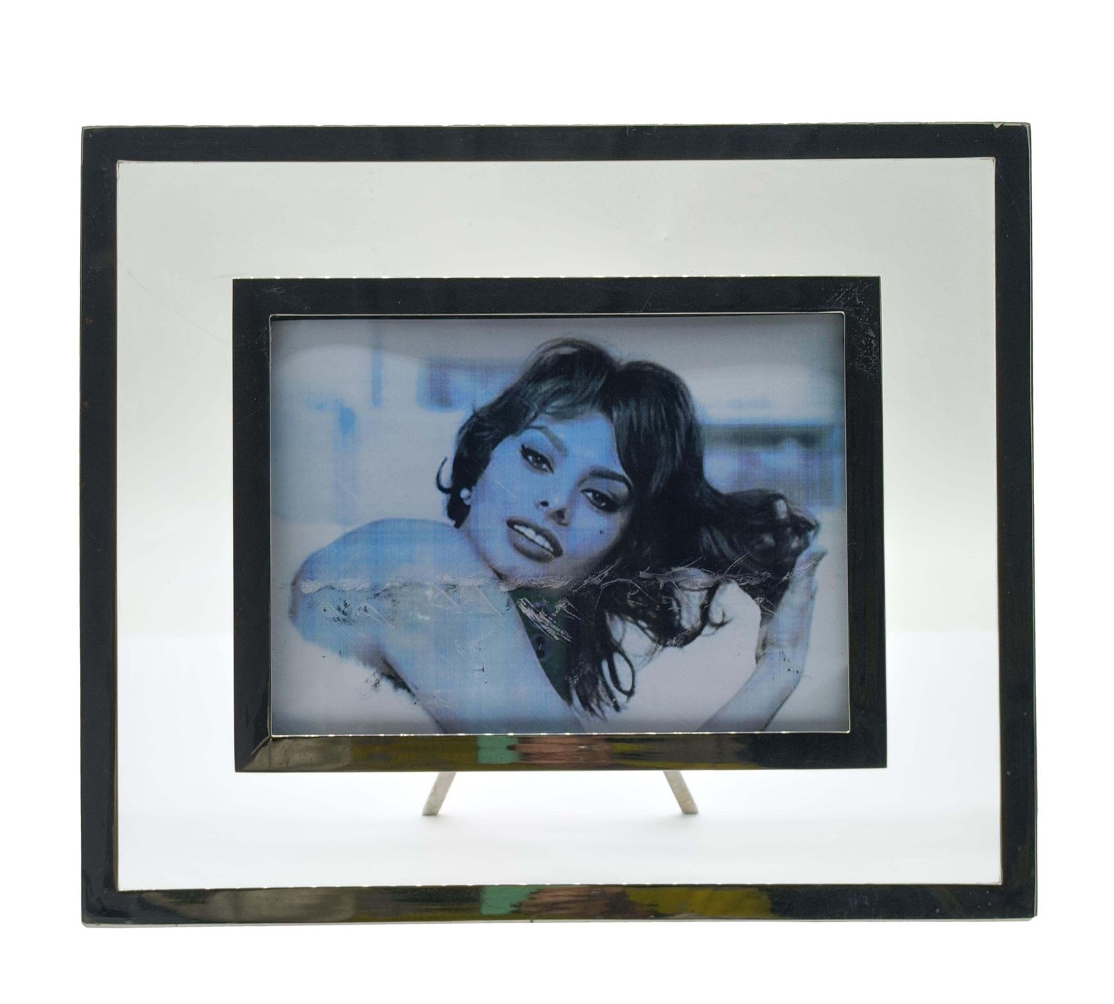 Gabriella Crespi Signed Plexiglass And Nickel Plated Brass Photo Frame, Italy 70 photo for sale