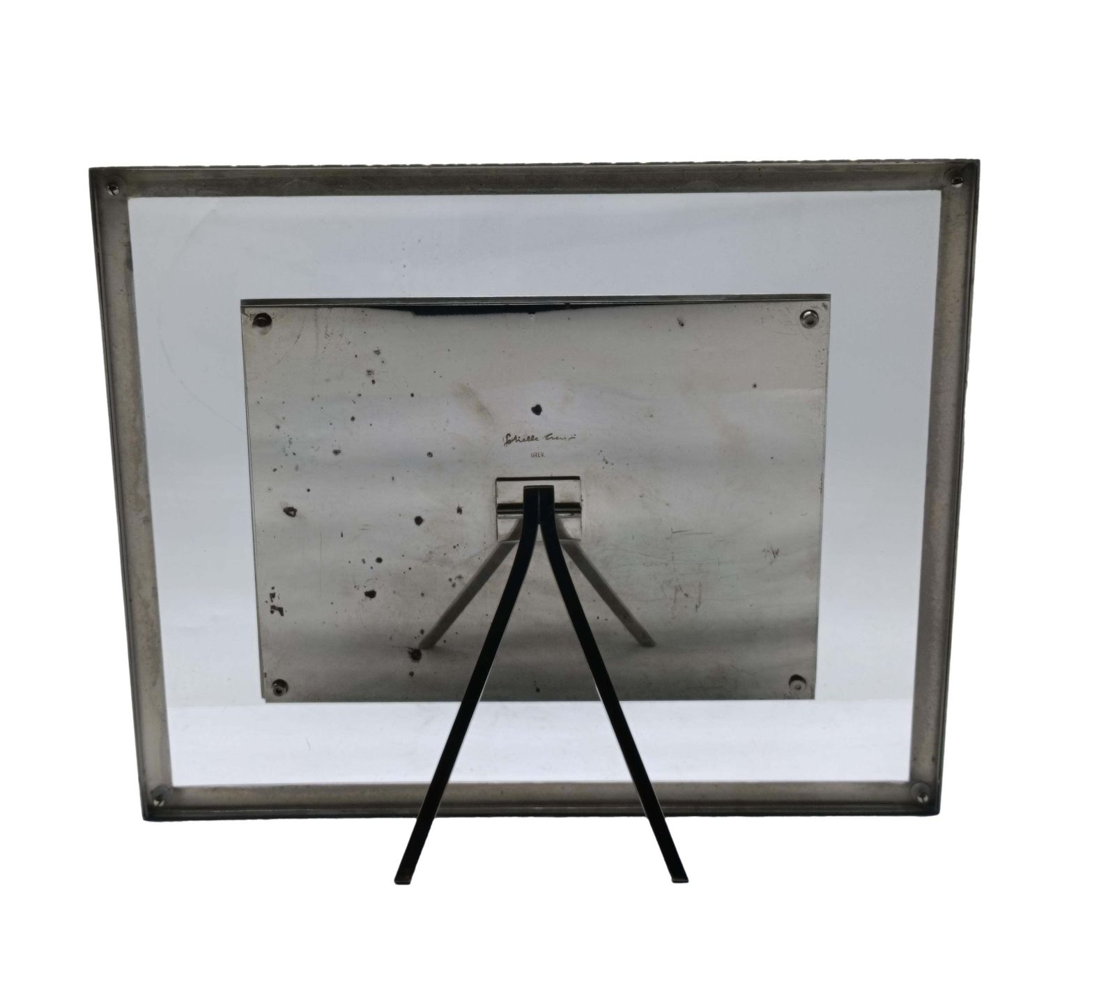 Gabriella Crespi Signed Plexiglass And Nickel Plated Brass Photo Frame, Italy 70 photo vinterior