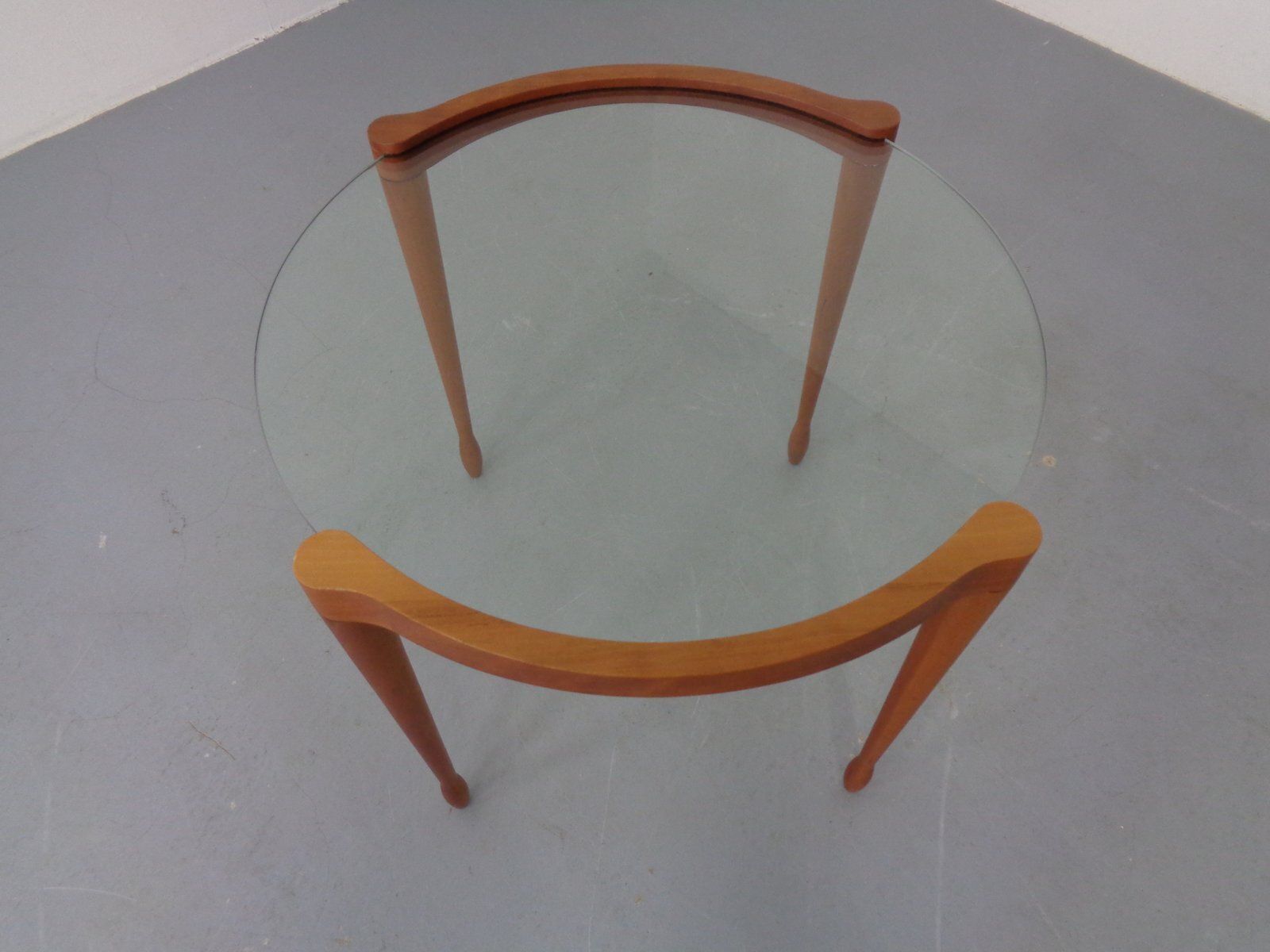 Giotto Glass And Cherry Wood Side Table By Tarcisio Colzoni For Porada, Italy, 1990s photo buy