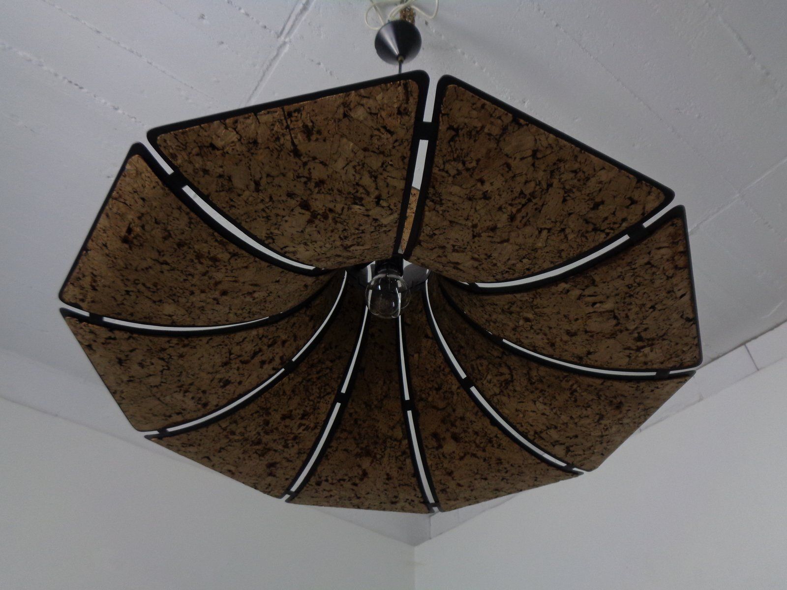 photo furniture Cork & Metal Semi Pendant Lamp In The Style Of Ingo Maurer, Germany, 1970s
