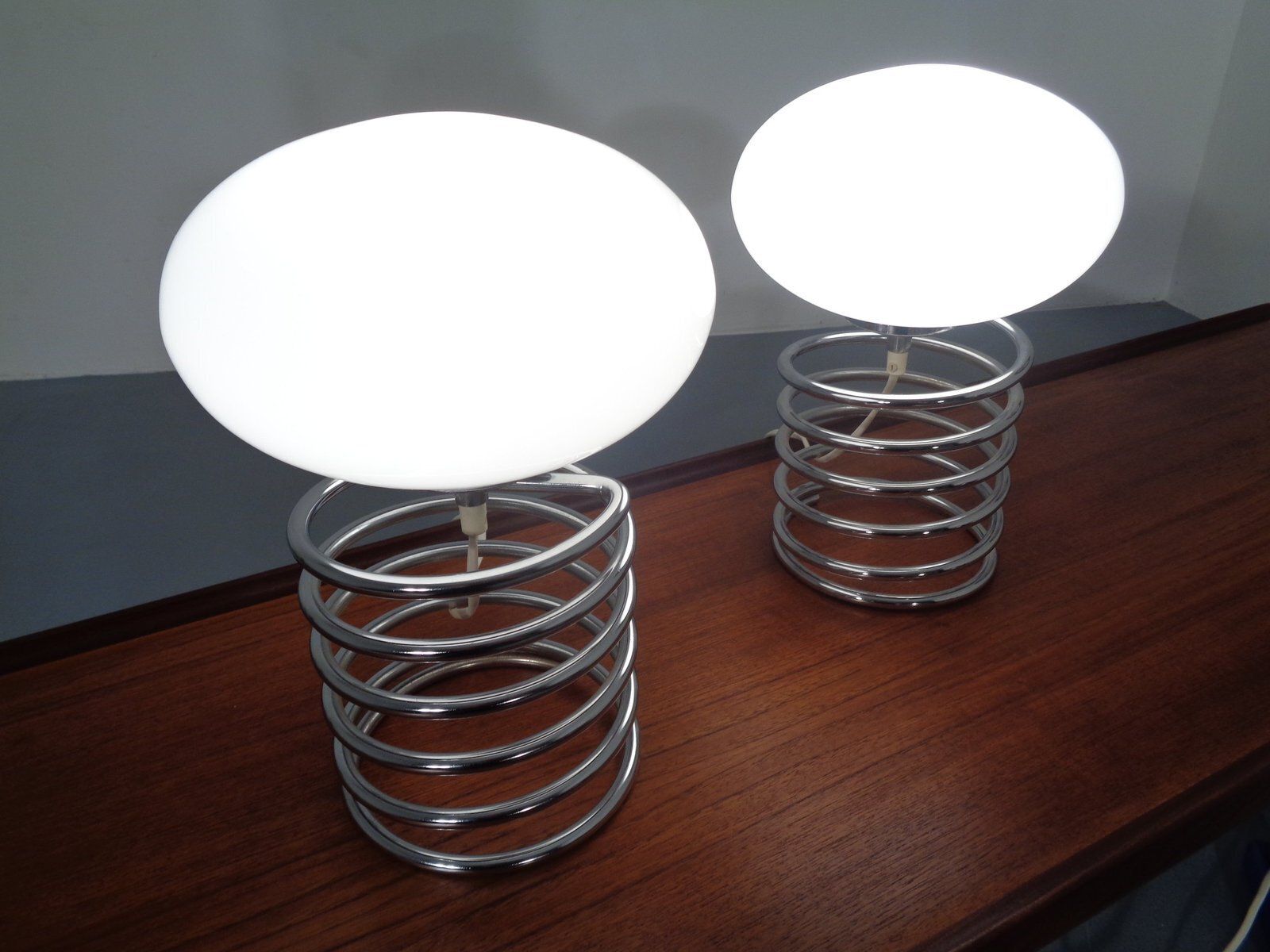 Opaline Glass And Chrome Spiral Table Lamp By Ingo Maurer For Honsel, Germany, 1970s photo 606.0