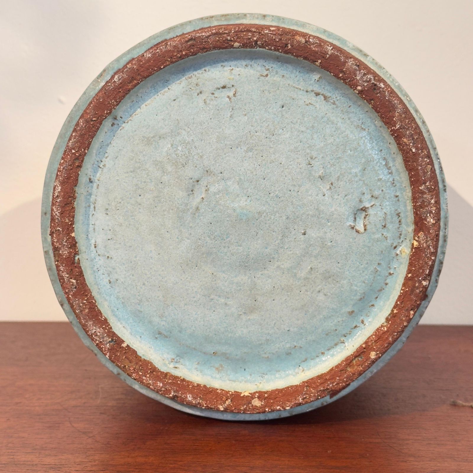 Rogier Vandeweghe Ceramic Blue Glazed Planter, 1965, Amphora Signed photo vinterior