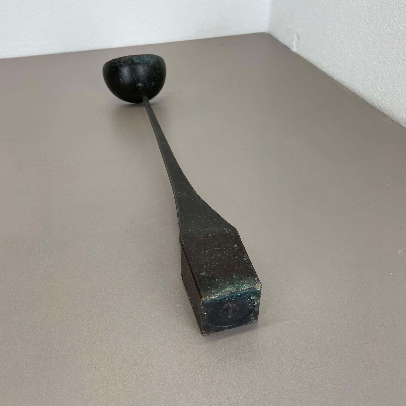 619.0 Large 47cm Brutalist Cast Iron Candleholde By Manfred Bergmeister, Germany 1970 photo