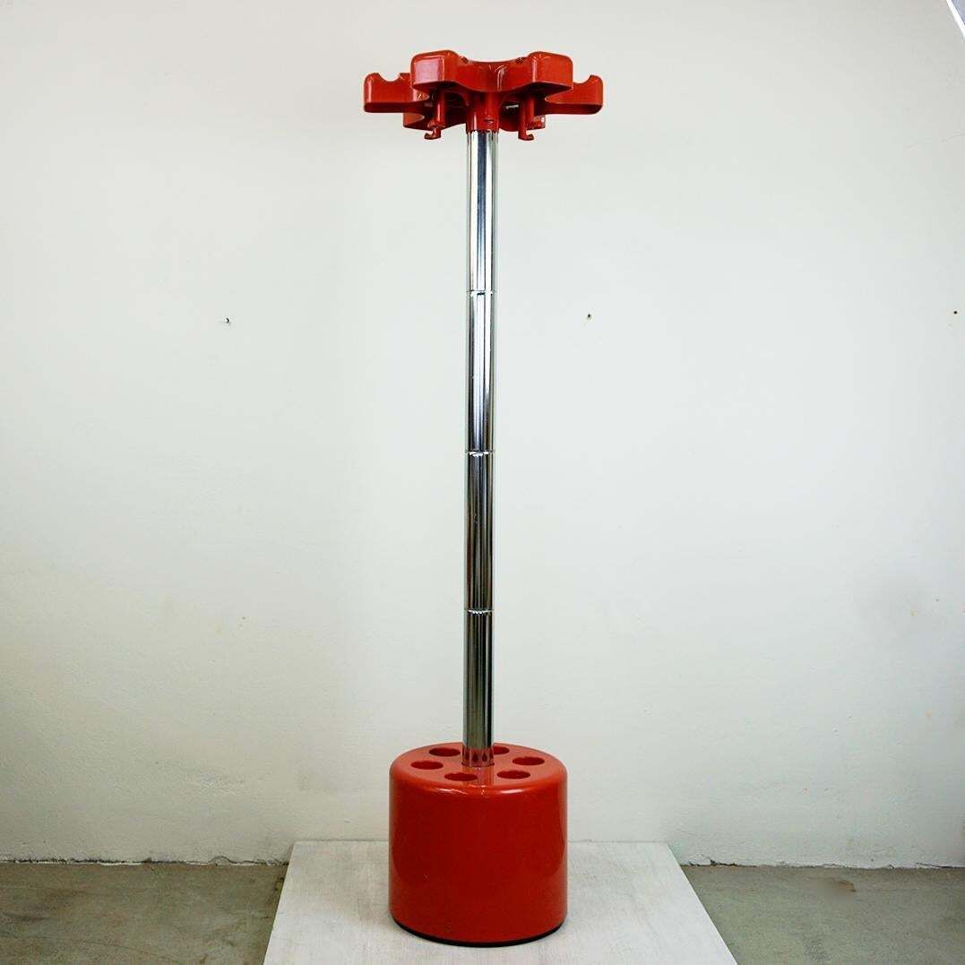 Red Plastic And Chrome Coat Rack Vip By Lucci And Orlandini For Velca Italy photo furniture