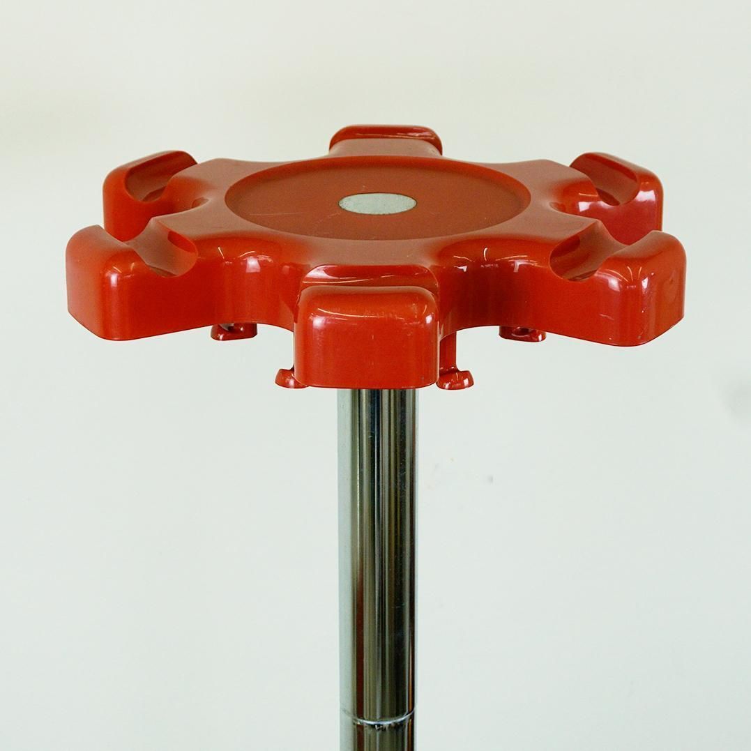 Red Plastic And Chrome Coat Rack Vip By Lucci And Orlandini For Velca Italy photo vintage