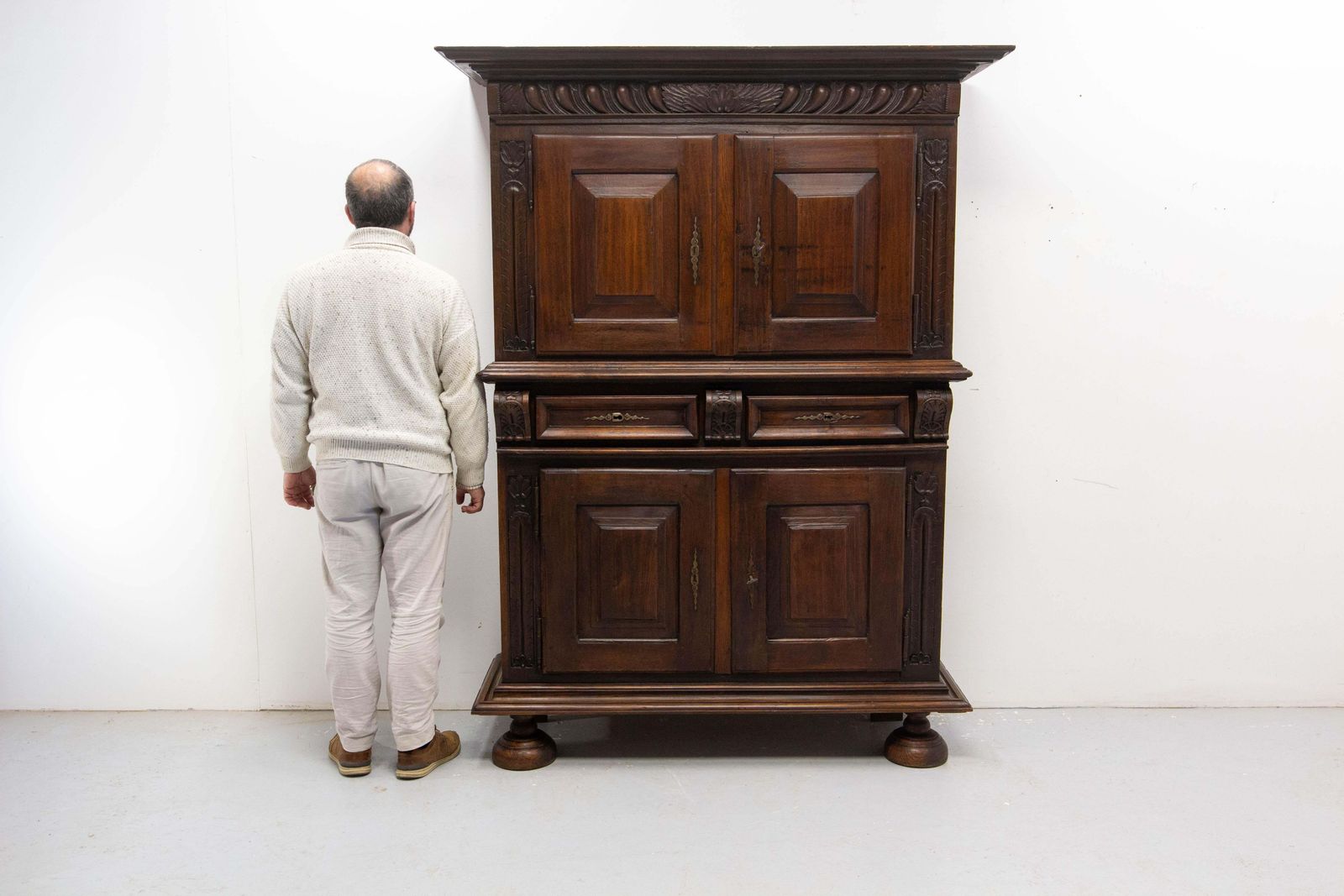 photo buy Spanish Oak Cabinet Deux Corps Buffet Gothic Revival, Late 19th Century