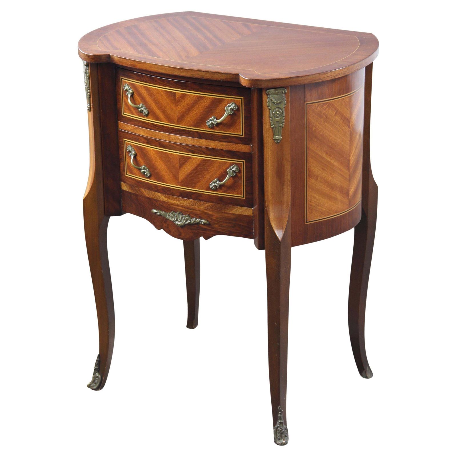 Vintage French Louis XV Style Kidney Form Side Table With Gilt Bronze Mounts