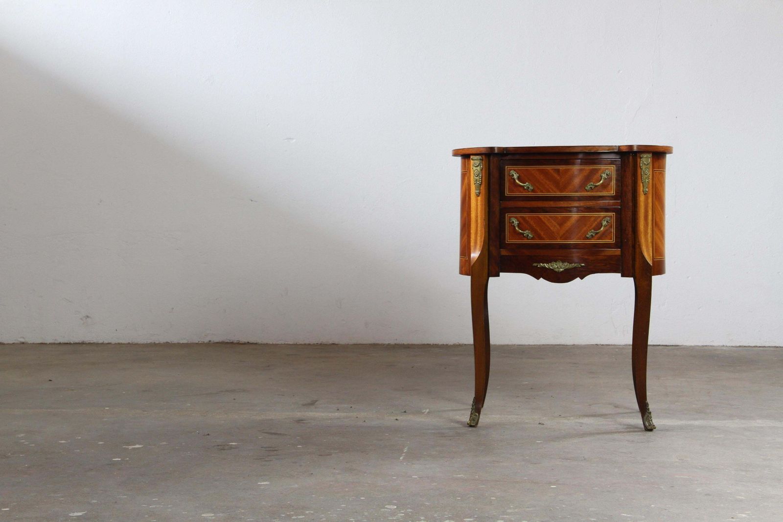 Vintage French Louis XV Style Kidney Form Side Table With Gilt Bronze Mounts photo furniture