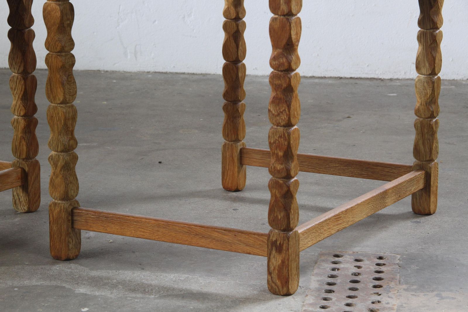 photo vintage Vintage 60s Danish Brutalist Oak Nesting Tables In The Style Of Henning Kjærnulf