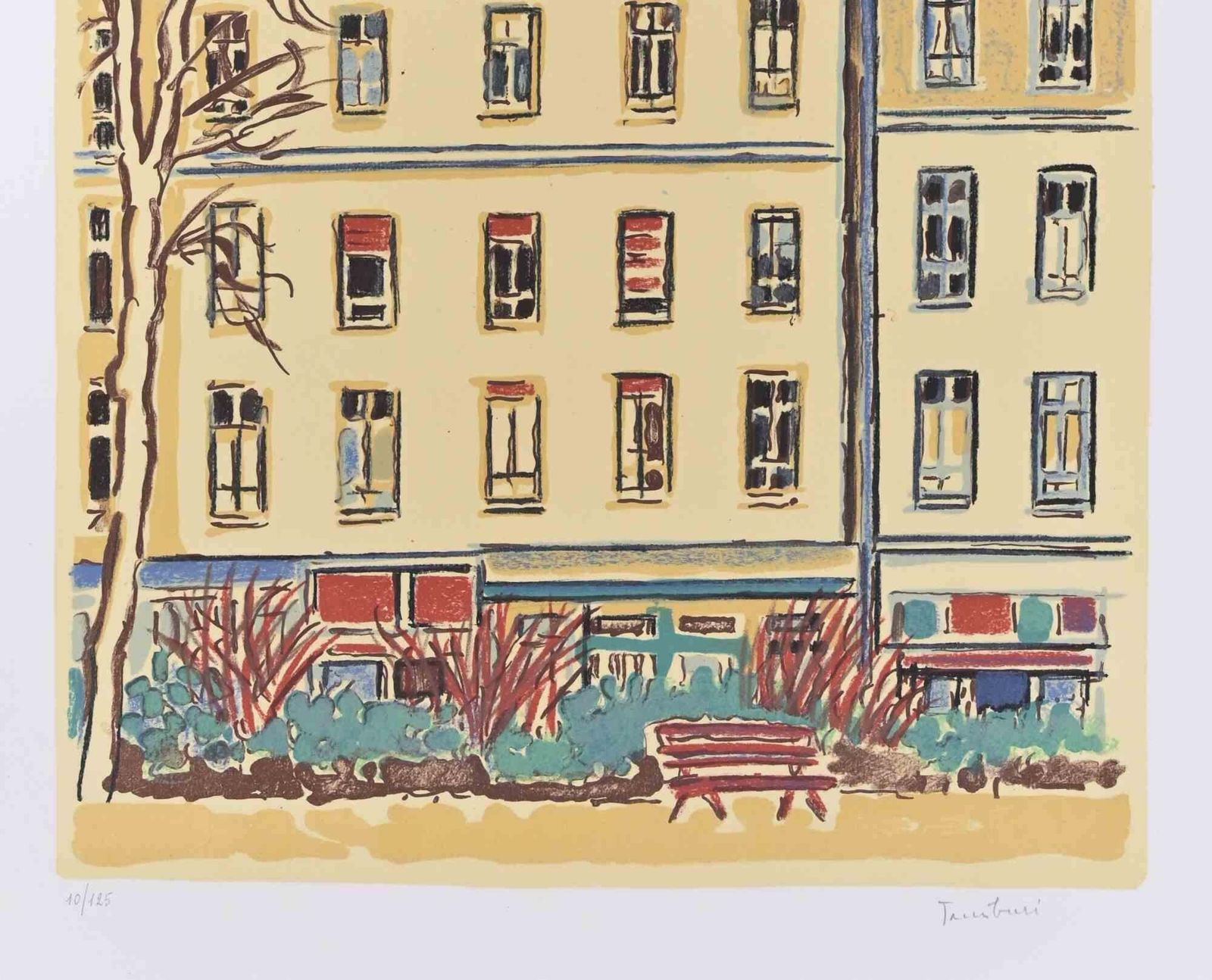 Orfeo Tamburibuildings In Paris   Lithograph By Orfeo Tamburi   1980s1980s photo furniture