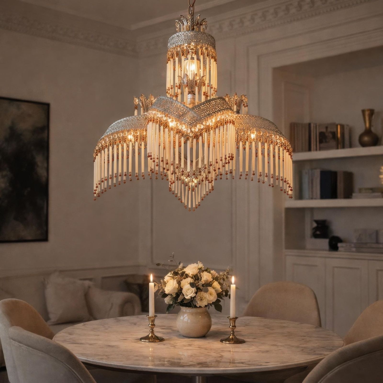 Italian Chandelier With Crystal Drops And Glass Rods, 1970s photo furniture