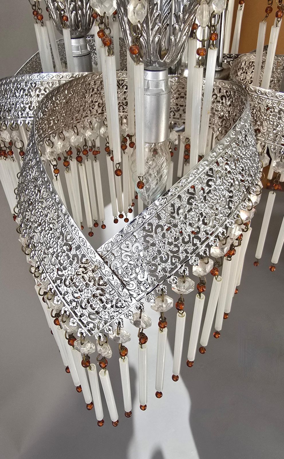 photo buy Italian Chandelier With Crystal Drops And Glass Rods, 1970s