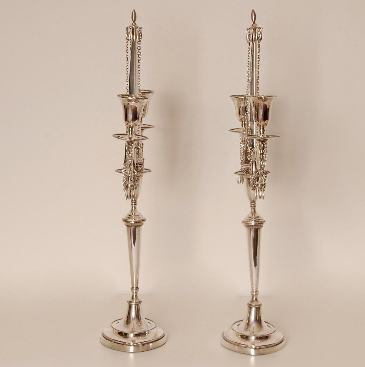 Antique Empire Sterling Silver Candleholders, 1853, Set Of 2 photo for sale