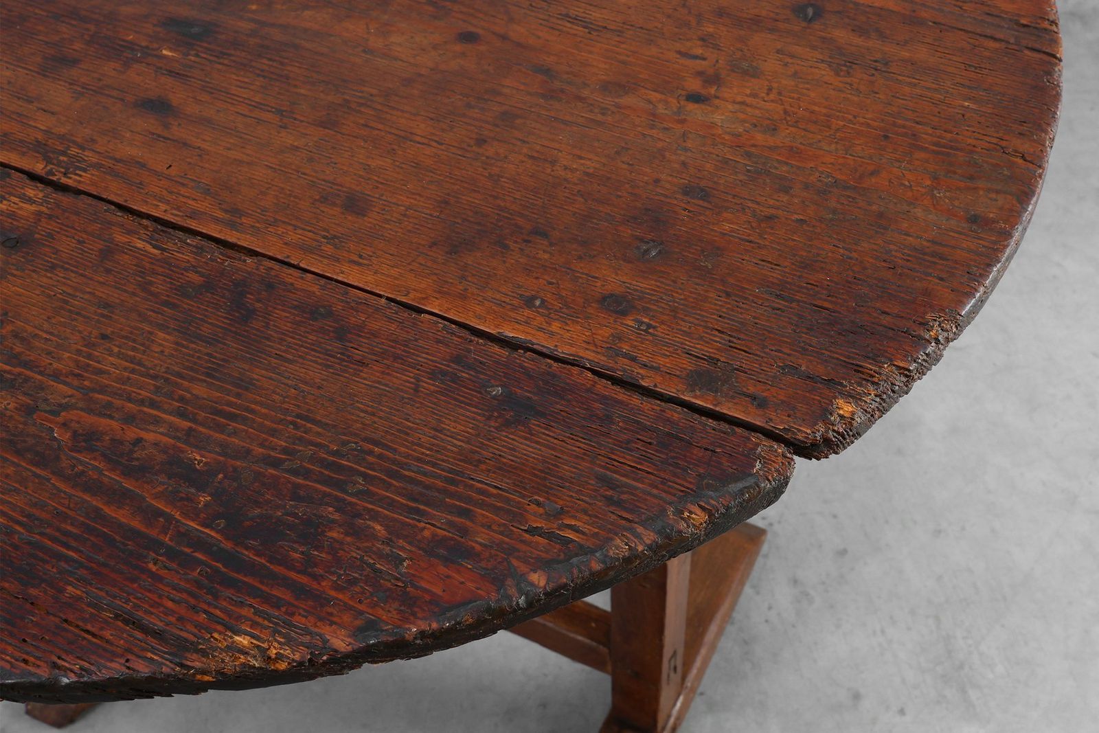 photo furniture Antique Oak Tilt Top Side Table, France, 1800s