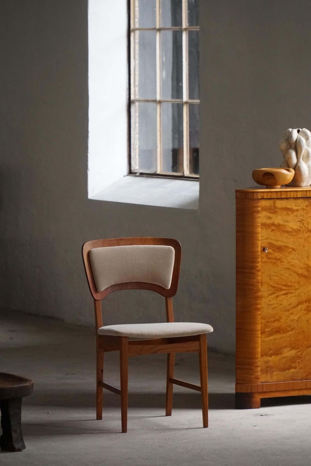 photo for sale Danish Mid 20th Century, Set Of 6 Dining Chairs In Oak, Teak & Mohair, 1960s